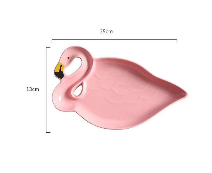 Ins export foreign trade creative flamingo ceramic tableware plate rice bowl snack plate dessert fruit plate