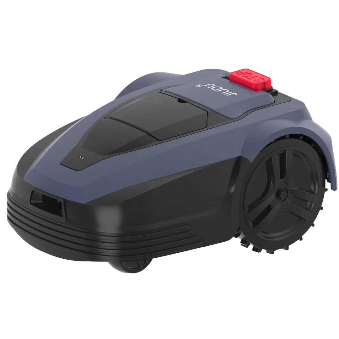 robotic mower garden LCD screen with setting menu with Lift sensor 4 pivot razor blades cutting system