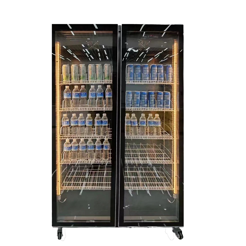 Beverage Display Refrigerated Cabinet Upright Chiller Commercial No Frost Glass Doors Fridge