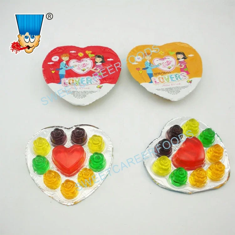 Mix Fruit Flavor Mini Heart Jelly Cup Sweets