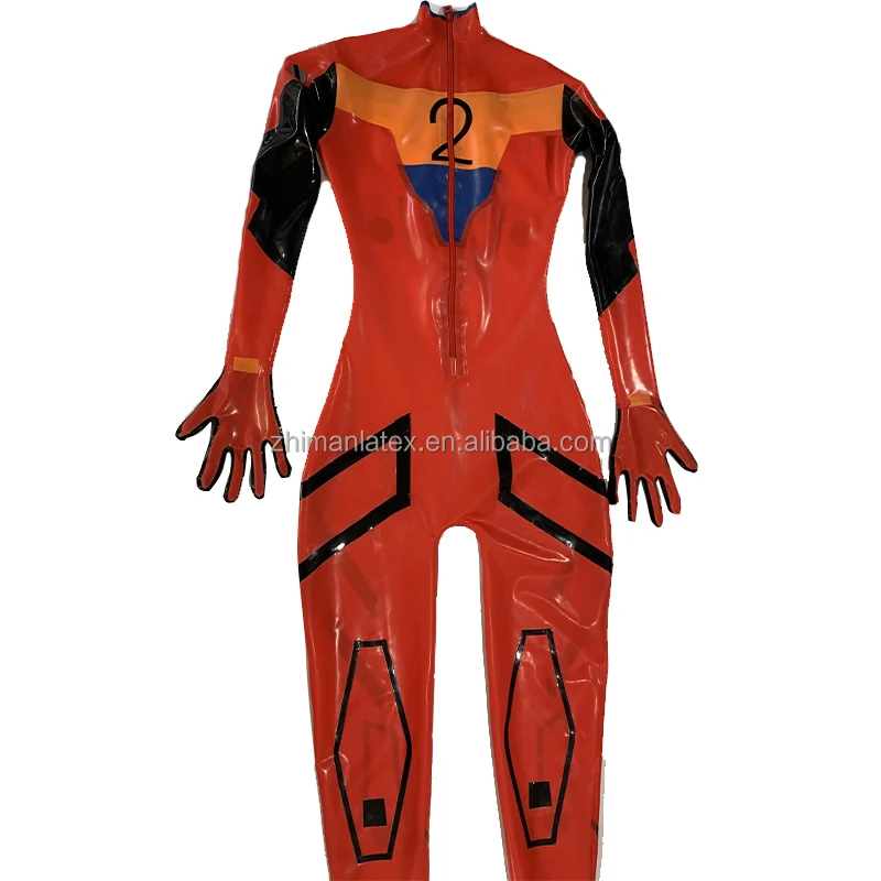 Latex Anime Cosplay EVA Suit Costume Custom Latex Zentai Catsuit Japanese Anime Suit Unisex Rubber Zentai