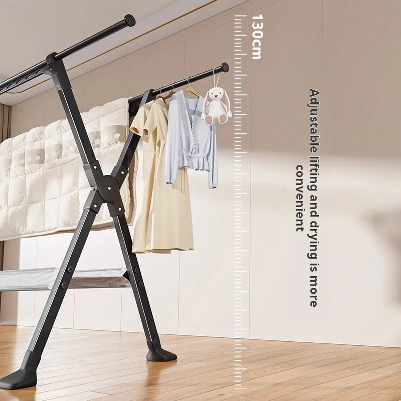 Clothes Hanger Indoor/Outdoor Telescopic Drying Rack Sandbar Floor-to-Ceiling Folding Balcony Stand Quilt Artifact Coat Stand