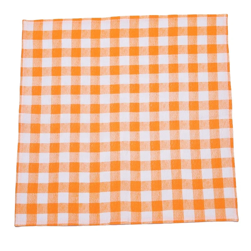 Custom Orange Plaid Napkin Modern Style 100% Polyester Printed Table Napkins