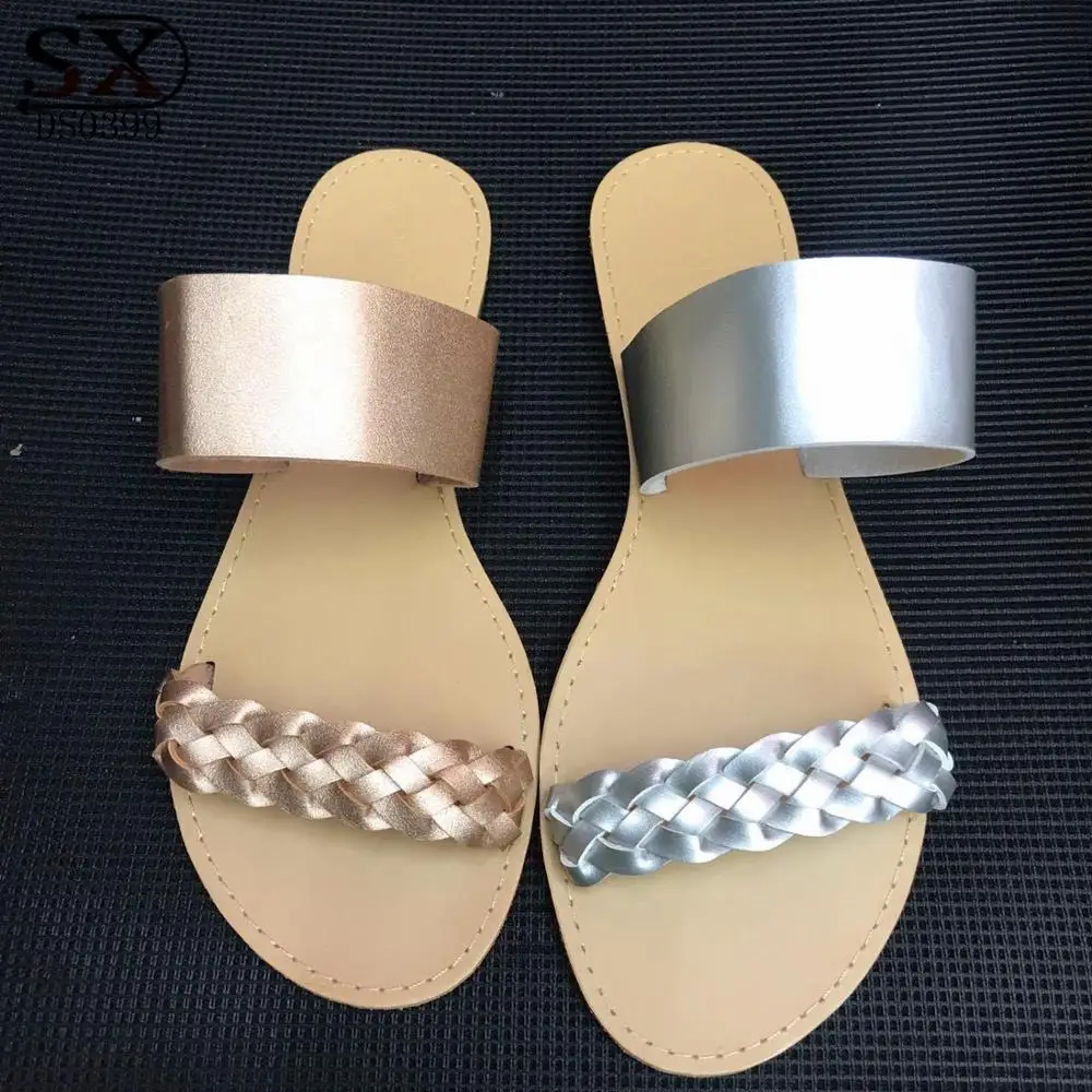 New Fashion Brand Summer Cross Women Slippers Flat Heel Beach Flip Flops Casual Ladies Shoes Outdoor Female Slip On Slides