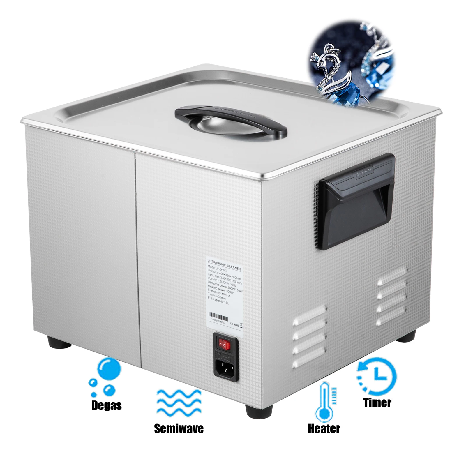 Ультразвуковой очиститель для очков с австралийской/американской вилкой, ультразвуковая машина 15 л, цифровой звуковой очиститель, подходит для очистки ювелирных изделий