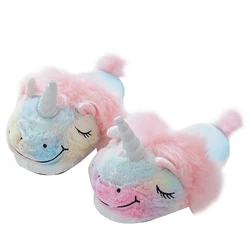 2020 hot sale high quality comfortable warm cartoon lovely Plush stuffed unicorn slippers for women and girl shoes