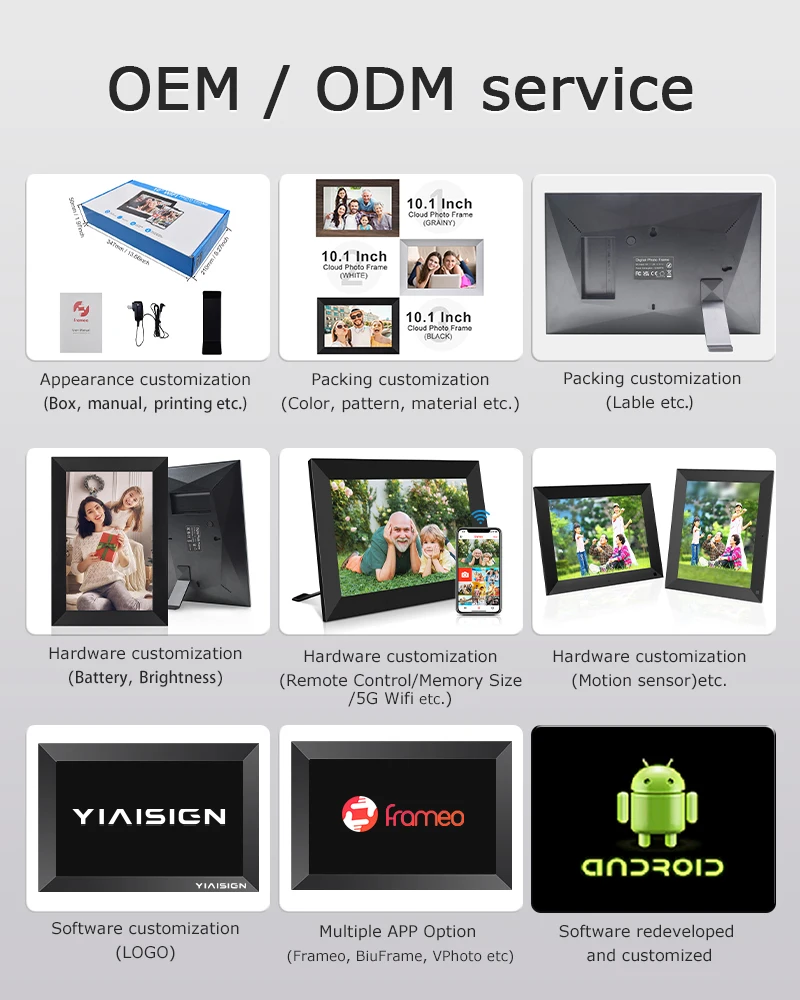 Large stock Christmas/Birthday Gift Frameo APP Control 10.1 inch 16GB Memory Digital Album WiFi Digital Photo Picture Frames