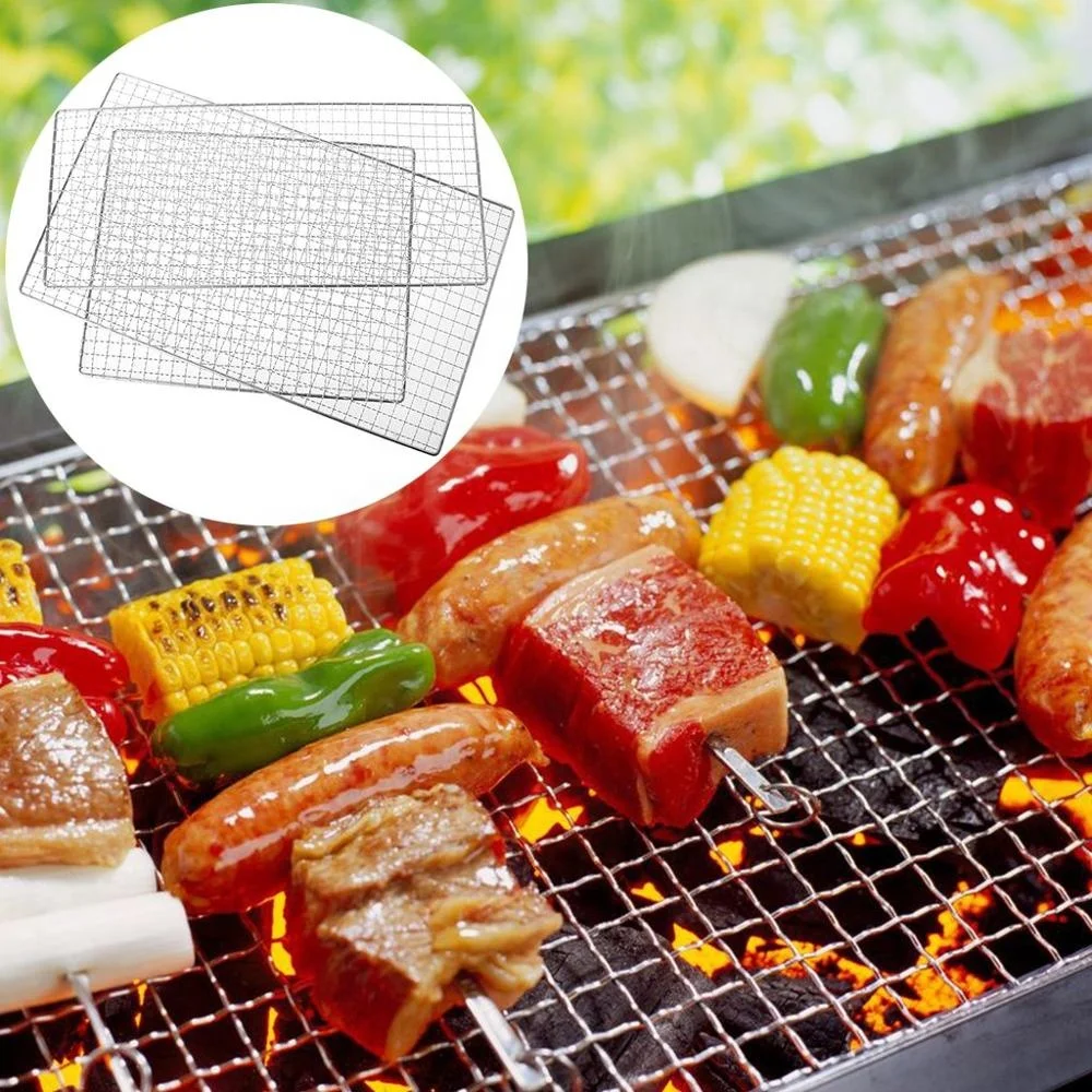 
steel food contact electric oven wire barbecue rack Multi-Purpose Stainless Steel mat Cross Wire square Steaming Cooling rack Portable Stainless Steel BBQ Barbecue Grilling Basket