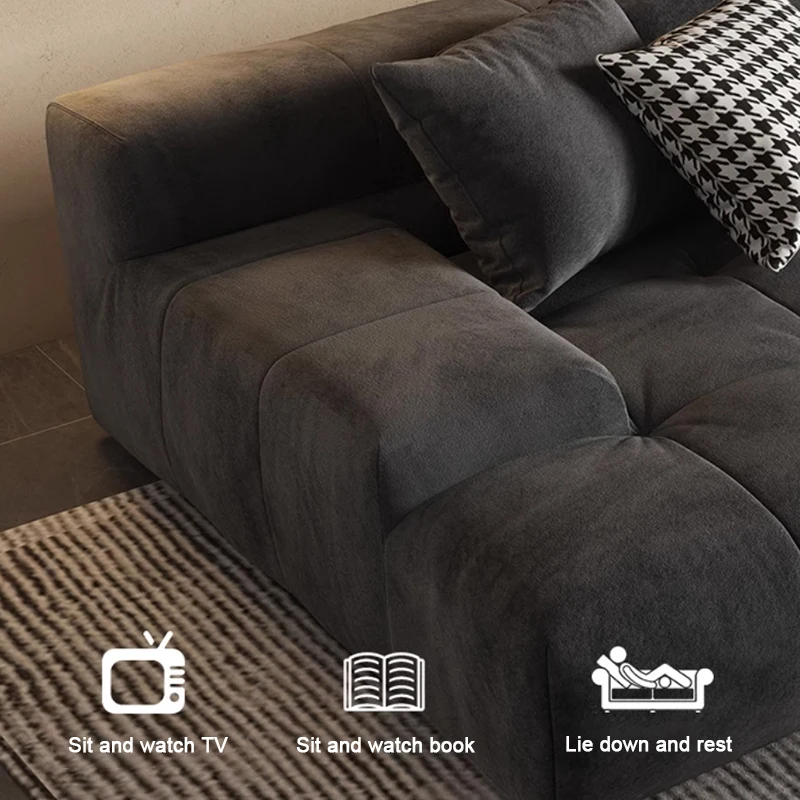 SUKE Cloud milk velvet sofa living room small family Japanese cream wind simple modern tofu block