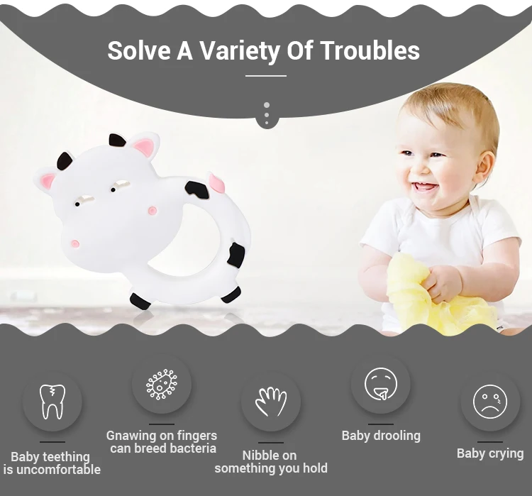 Custom Cartoon Lovely Silicone Milk Cow Teether DIY Baby animal Dummy Pacifier Sensory Funny Teething Toys