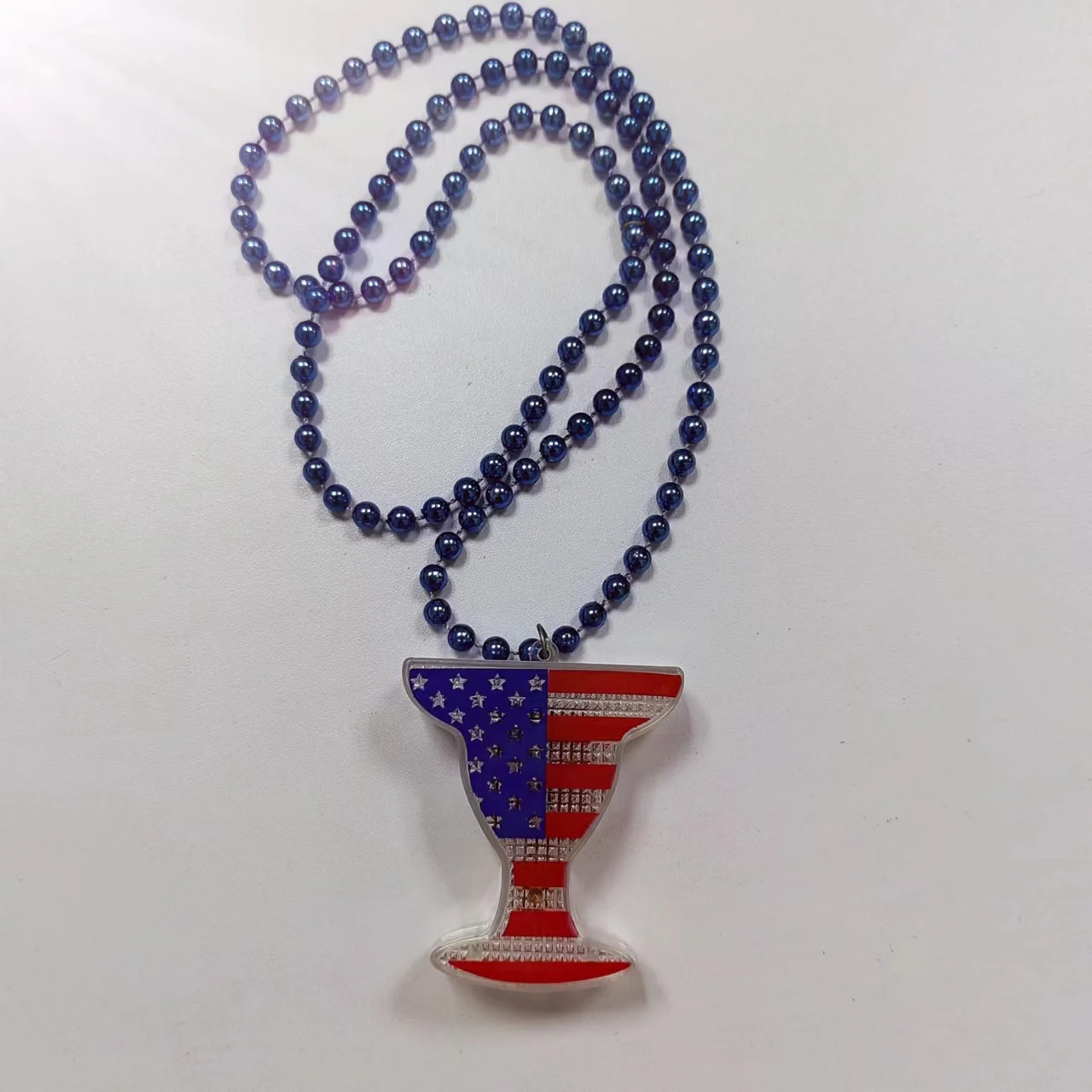 4th of July American flag LED plastic shot glass necklace