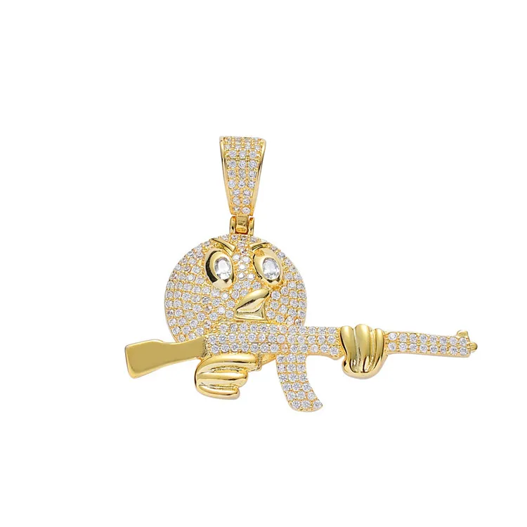  Ювелирные изделия в стиле хип-хоп подвески для мужчин и женщин cz iced out мультяшная ручка ожерелье