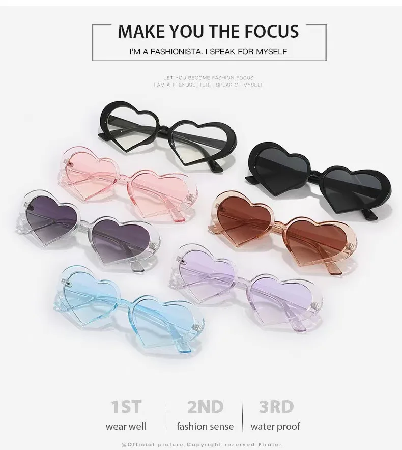 2023 Women Brand Designer Cat Eye Sun Glasses Female Retro Love Heart Shaped Glasses Ladies UV400 Protection Heart Sunglasses