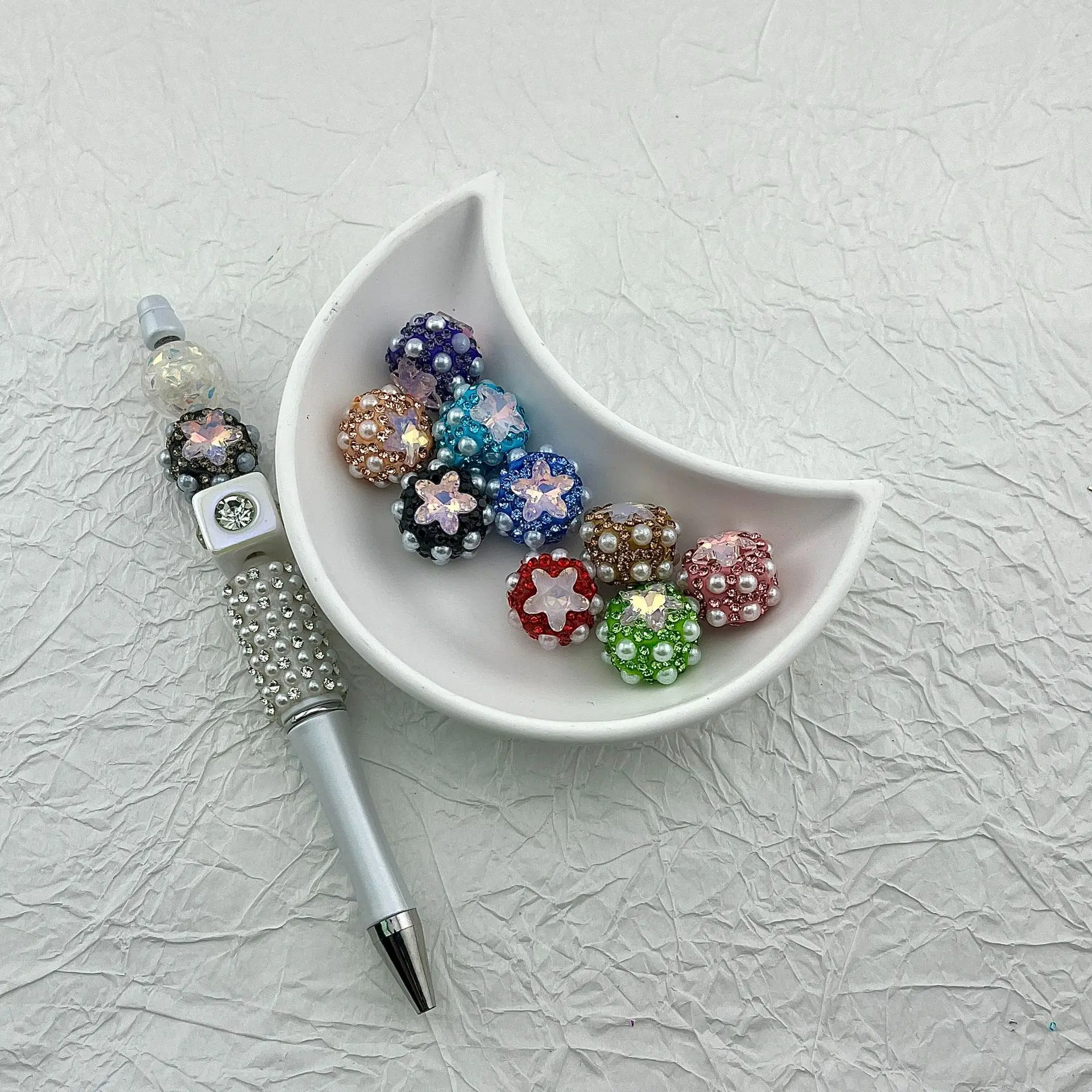 Hot Selling Stars Soft Ceramics Pearls Through-Hole Stone Balls Handmade Diy Jewelry Mobile Phone Chains Pen Bead Accessories