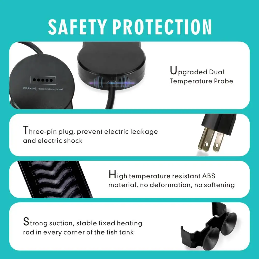 Hygger Fast Heating PTC Aquarium Heater with LED Digital Temperature Controller , 800W Submersible Fish Heater