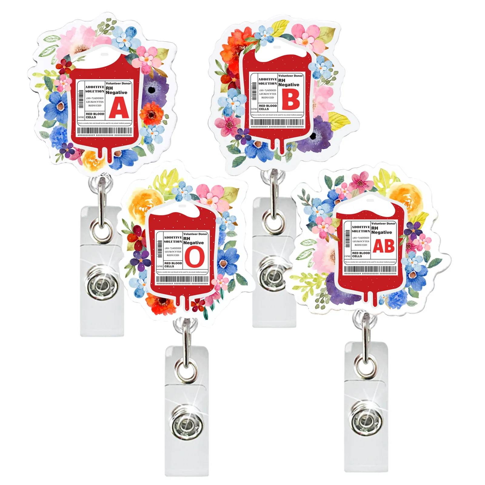 Custom Medical Retractable Plastic Badge Reel Nurse Doctor Id Holder Glitter Acrylic Badge Reel Holder