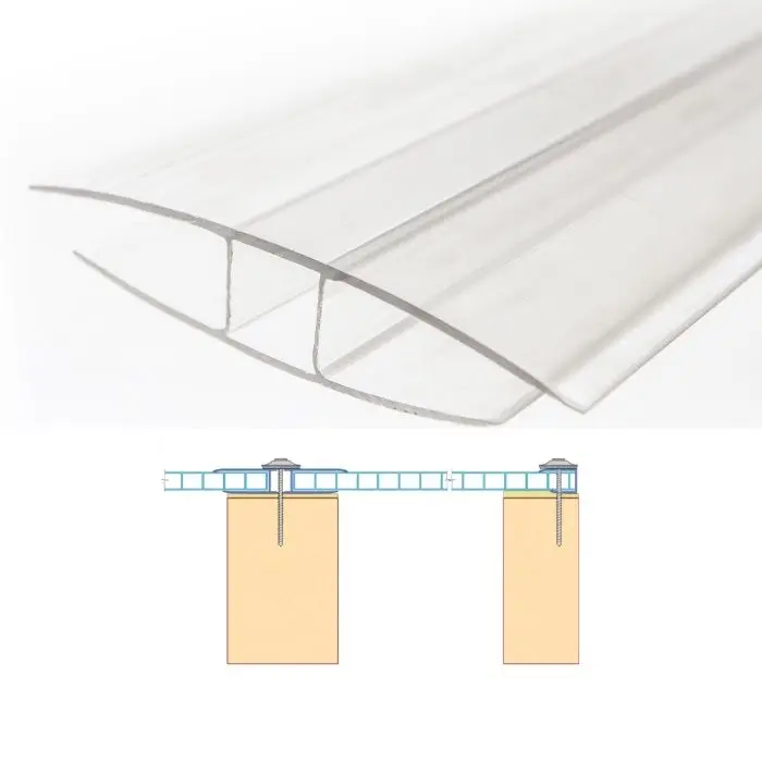 UV Co-extrusion waterproof roof pc sheet connection h & u plastic polycarbonate profiles