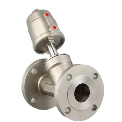 DN50 Stainless Steel SS304 SS316L Water Hammer Proof Flange Pneumatic Angle Seat Valve With Stainless steel actuator