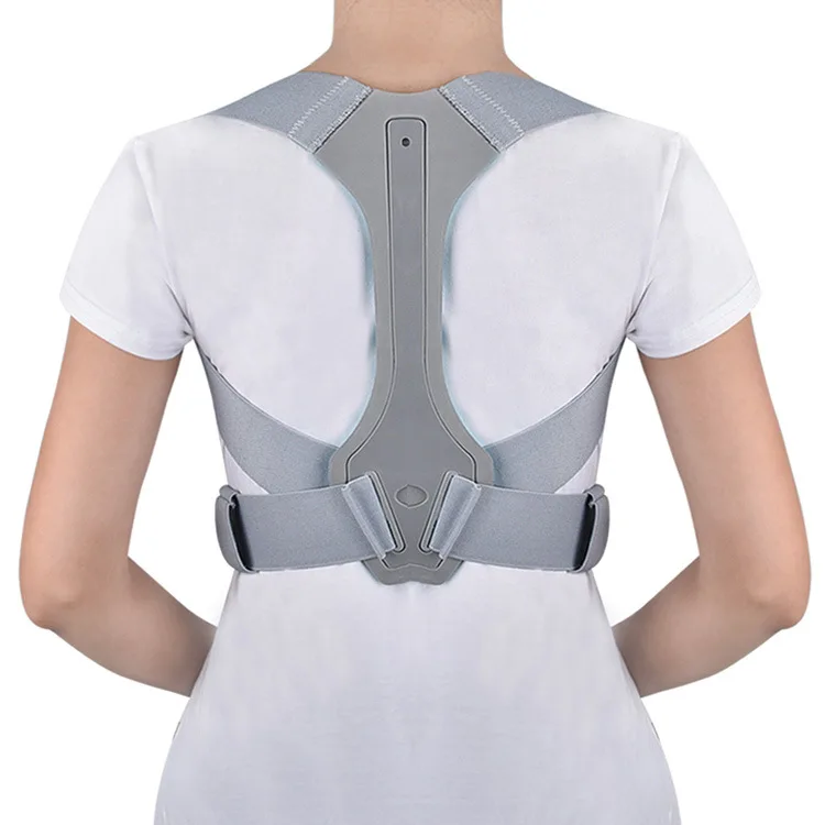 Comfortable Adjustable Back Straightener Grey Upper Back Brace for Clavicle Support to Relieve Neck Posture Corrector
