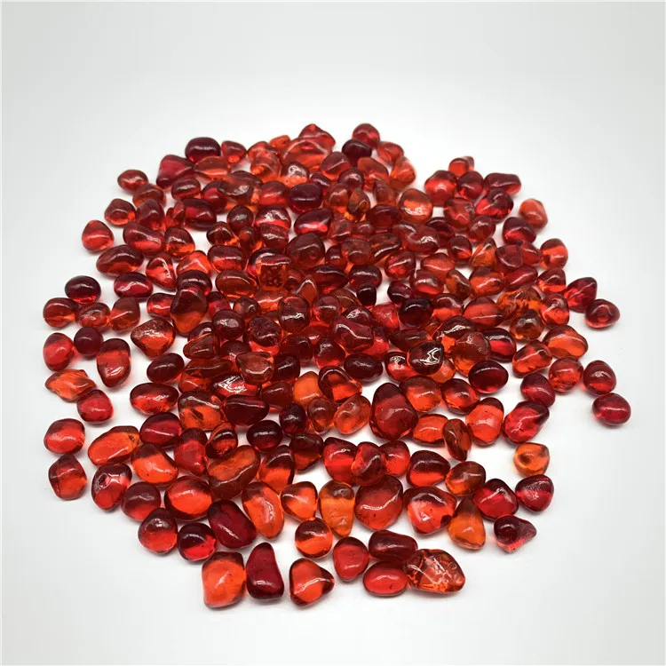 Factory price 6-9mm red irregular glass bead glass pebble for swimming pool interior finish