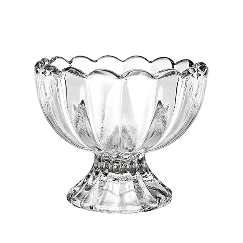 120ml 150ml Flower Shape Clear Ice Cream Glass Cup Creative Glass Bowl Milkshake Cup for Yogurt Salad Fruit Sorbets Glass Luxury