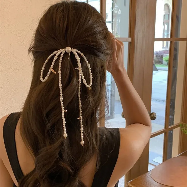 2024 New Pearl Bow Hairpin Women Fashion Hair Stick Hair Accessories