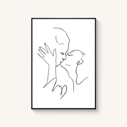 modern abstract line wall art sexy nude body acrylic painting girl black and white canvas print