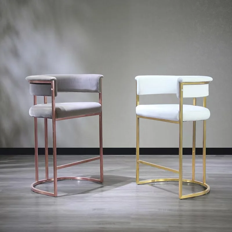 custom modern design metal stainless steel legs cashmere velvet bar stool chair coffee bar stool