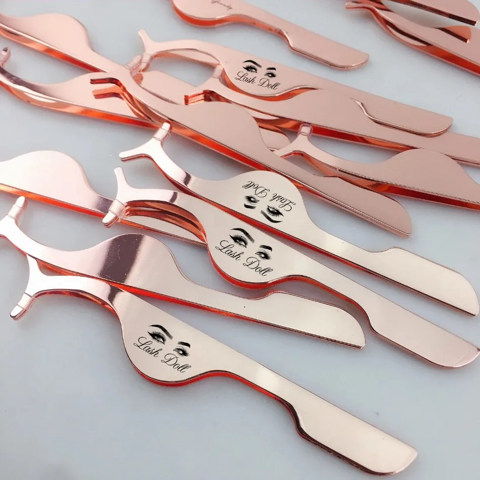 eyelash applicator , private label glitter False Eyelashes Tweezer gold rose gold eyelash applicator tweezers custom lash tools