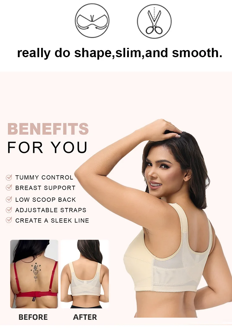 Women plus Size Body Shaper Bra High Compression Post Surgery Bra Fajas para mujer Colombianas Shapewear Bra With Lace