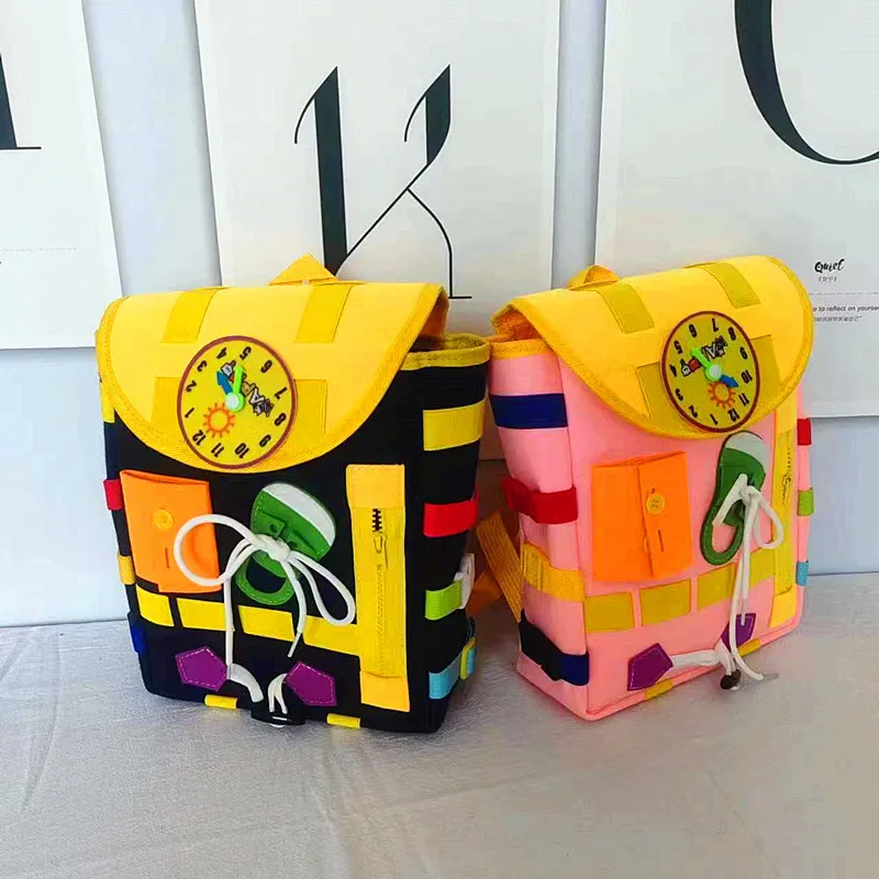 Oem Custom Felt Toy Busy Board Montessori Toys Educational Learning Busy Board Backpack For Toddlers
