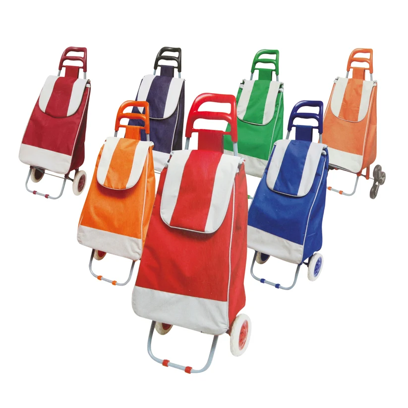 Wholesale Cheap Price Supermarket Shopping Folding Trolley Bag Large Storage Portable Shop Luggage Cart With Silence Wheels