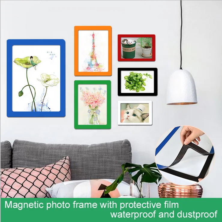 Magnetic pvc photo frame 4*6 inch postcard size fridge photo frames