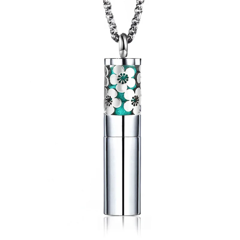 Open aromatherapy essential oil perfume bottle couple necklace stainless steel pendant