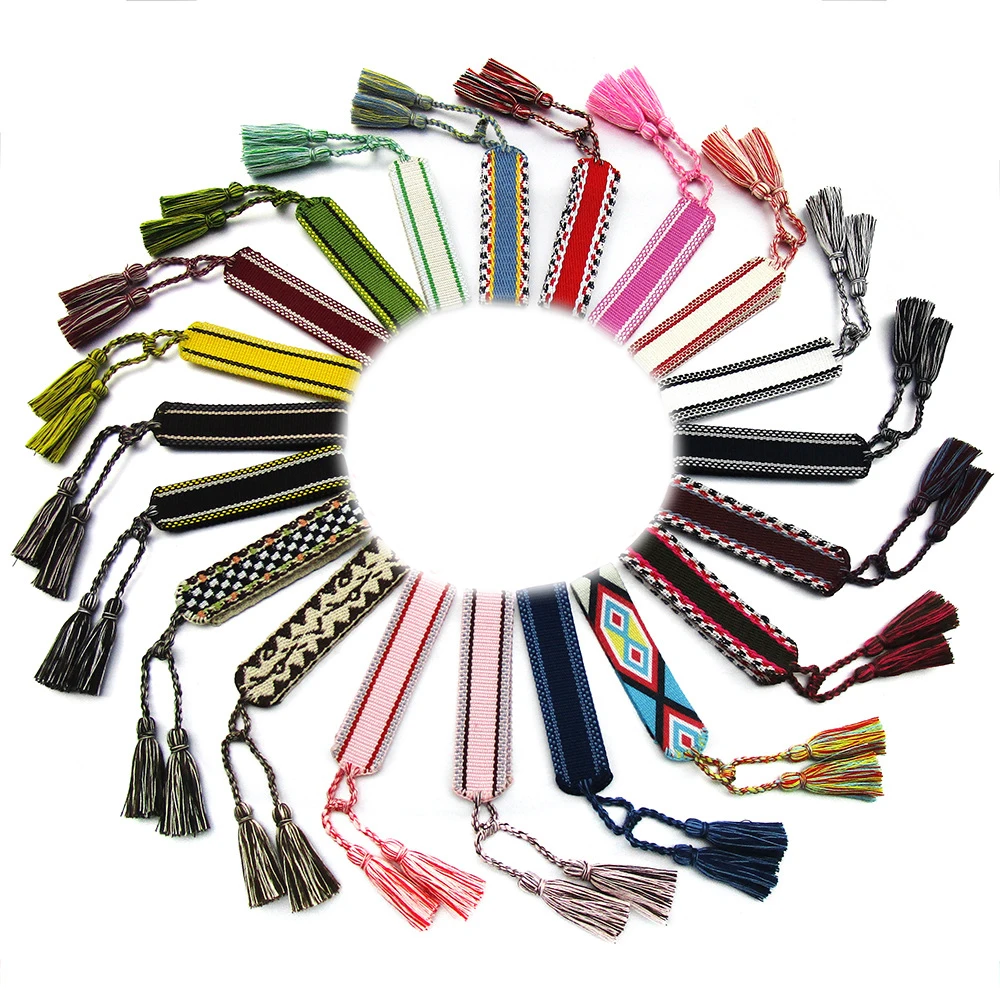 50pcs 126 Designs Wholesale Braided Tassel Bracelet Adjustable Handmade Wristband Girls Gift Jewelry Gifts Boho Wrap Loop