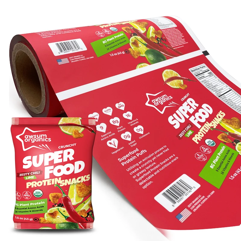 Customize print food grade plastic laminated roll film for packing snack food packaging bag potato chip packaging bag film roll