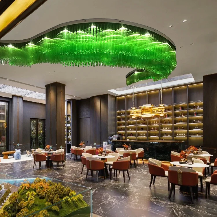 Modern Style Luxury Custom Hotel Lobby Art Large Glass Decoration Crystal Chandelier