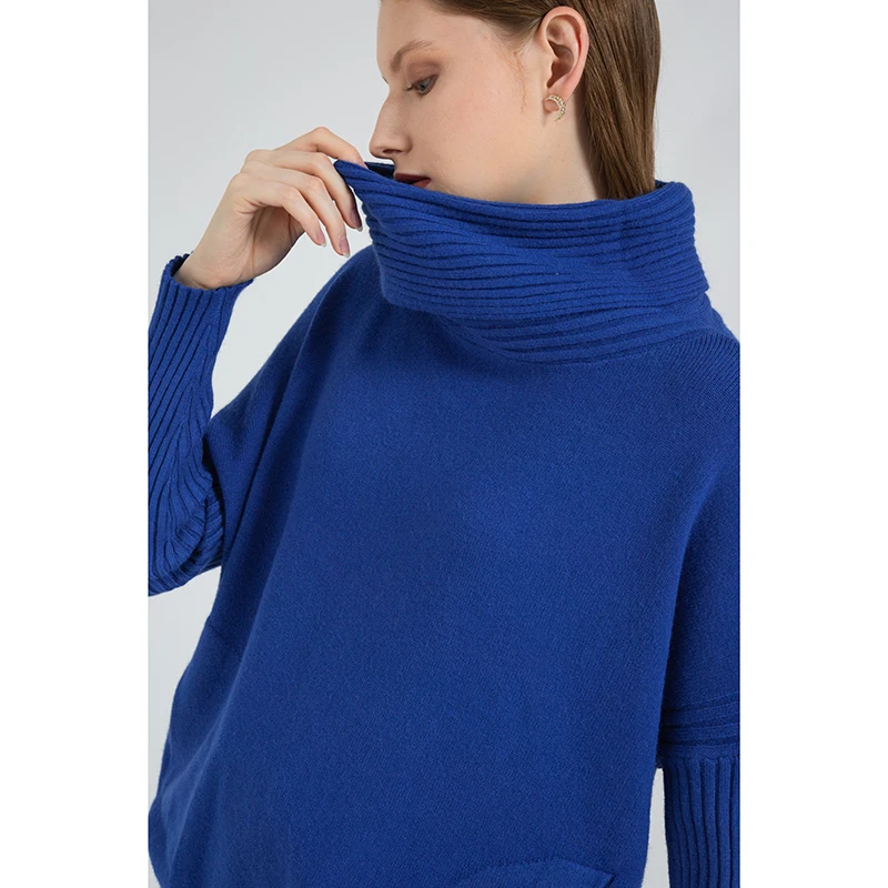 Изготовленный На Заказ пуловер с длинным рукавом и высоким воротником Женский вязаный свитер для девочек