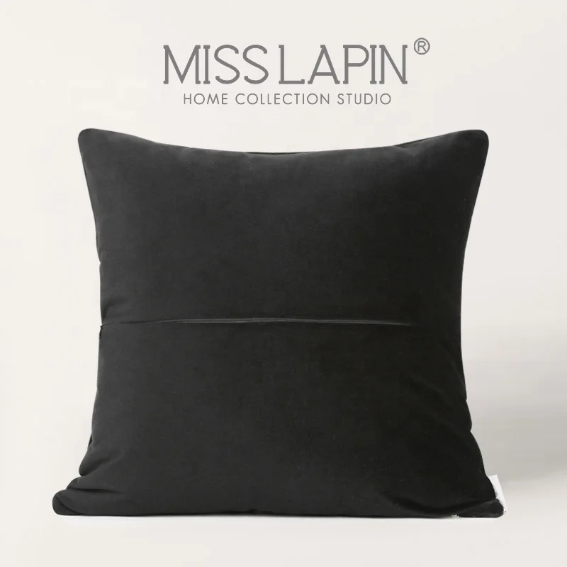 Luxury Cushions Quality Cowhide Patchwork Decor Pillow  Modern Minimalist Black And White Diamond Grain Cowhide Square Pillow