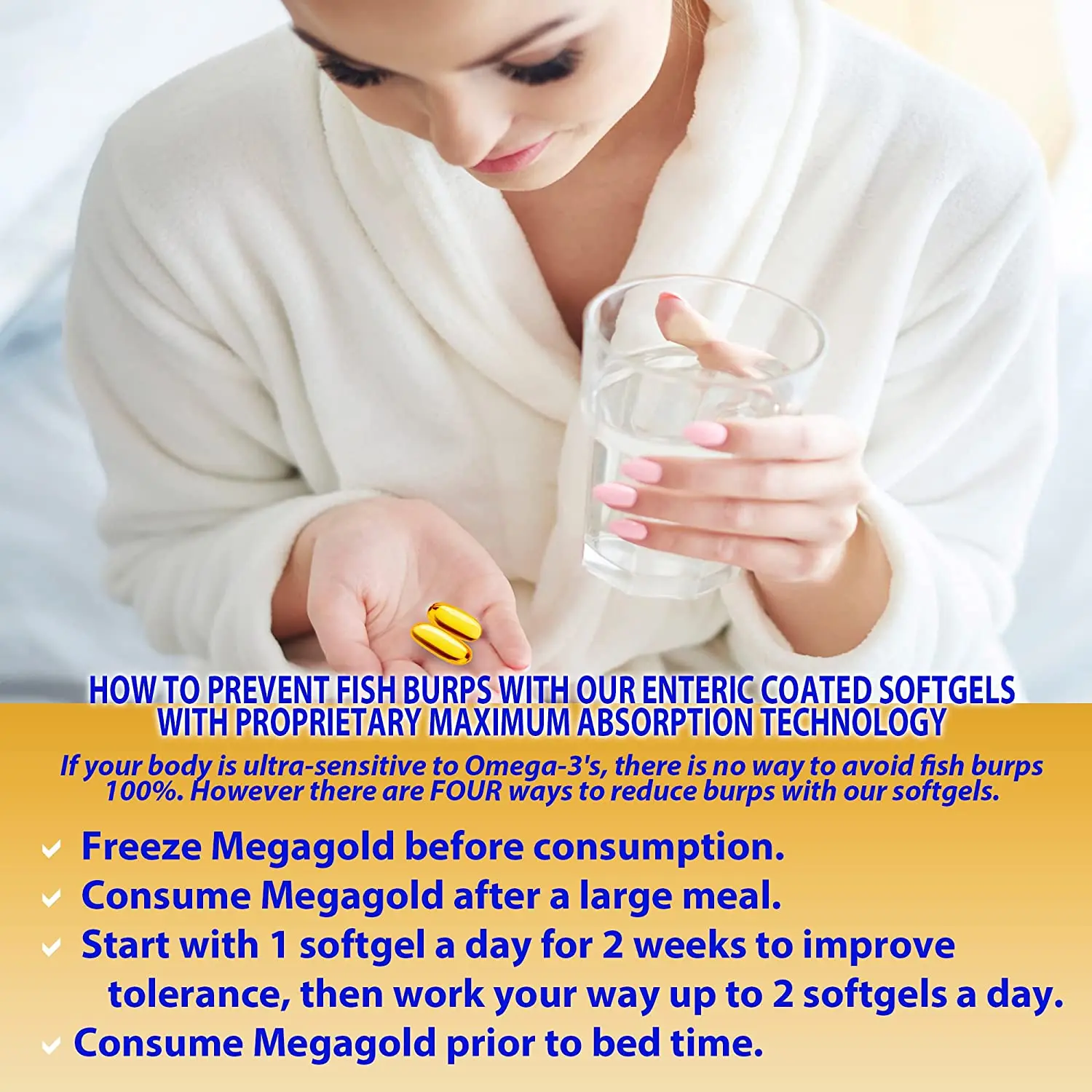 Omega 3 Max Strength Fish Oil Supplement with Vitamin E, 800 mg EPA 600 mg DHA Ultimate Brain, Hair Support Men & Women