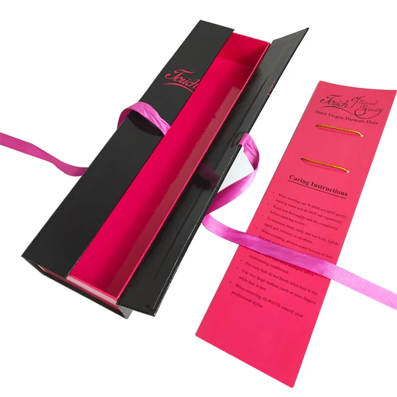 AAA Supplier Luxury Paperboard Square Bundle Hair Extension Packaging Box With Custom Logo Print For Wig