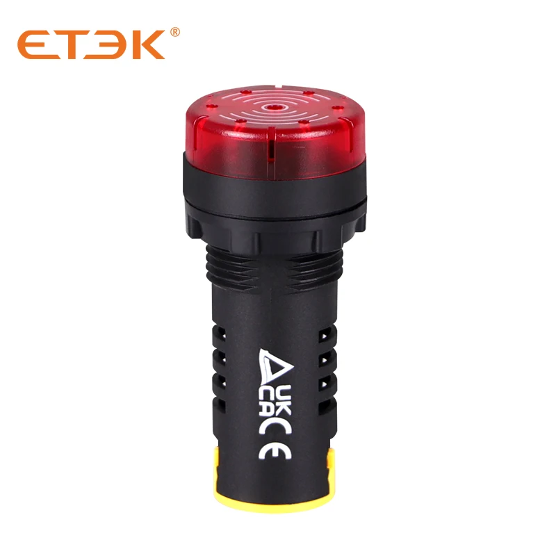 ETEK EKLD-22MSD 22mm Panel Mount LED Active Buzzer Beep Alarm Indicator AC/DC 24V 110V 220V 380V Red Colour Flash Signal Light