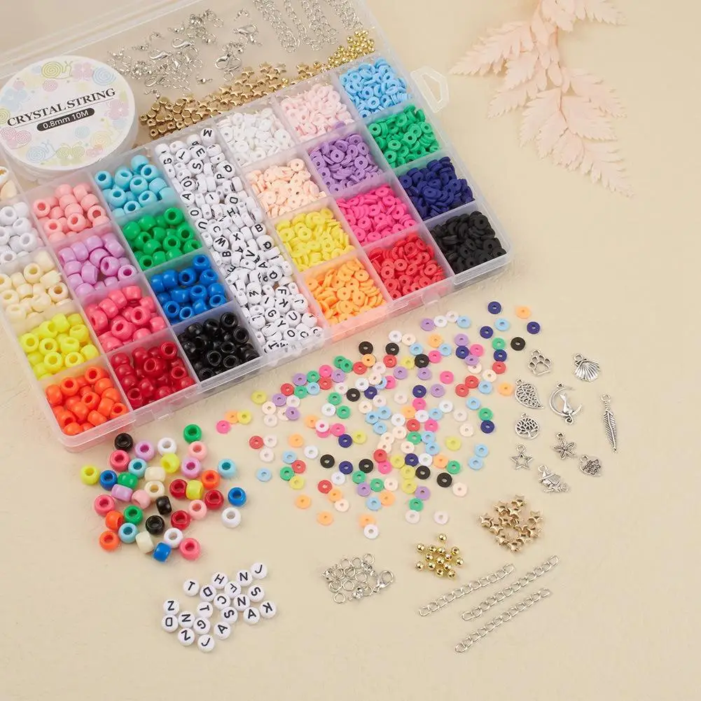 New Style 12 Color 6 Mm Pony Letter Beads Made Acrylic Resin Glass Pearl Polymer Clay Beads Kit Bracelet