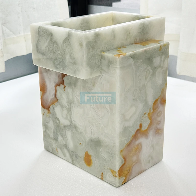 Elegant Popular Customized Luxury Natural Onyx Flower Fluted Rectangular Large Vase For Party Wedding Home Decoration