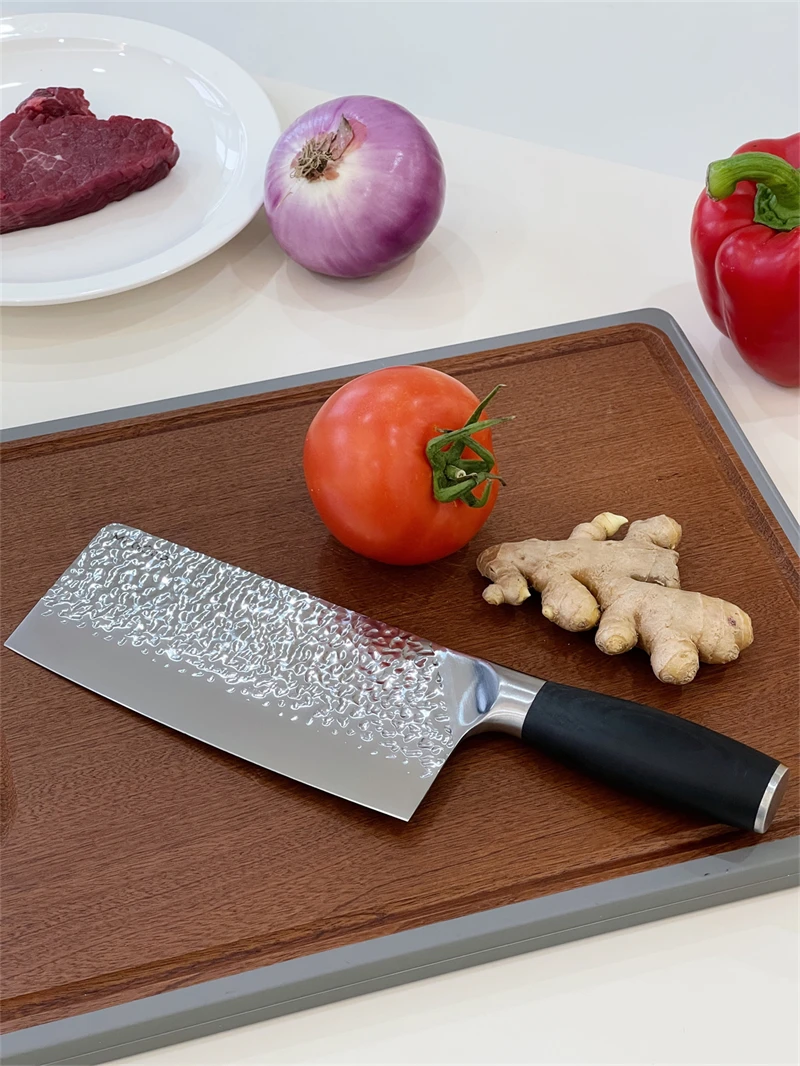Kitchen Knives And Accessories Multi Purpose Kitchen Knife Chef Cooking Knives 420j2 Steel Cleaver With Wooden Block
