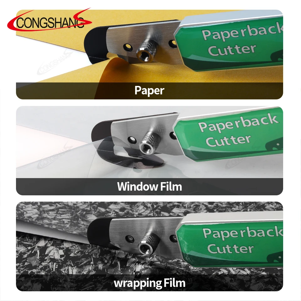 CONGSHANG Vinyl Wraps Cutter Bodyguard Safety Knife Wrapping Paper Cutter with Hidden Stain Steel Blade