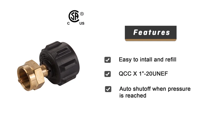 Solid Brass 1LB One Pound Tank Refill Adapter