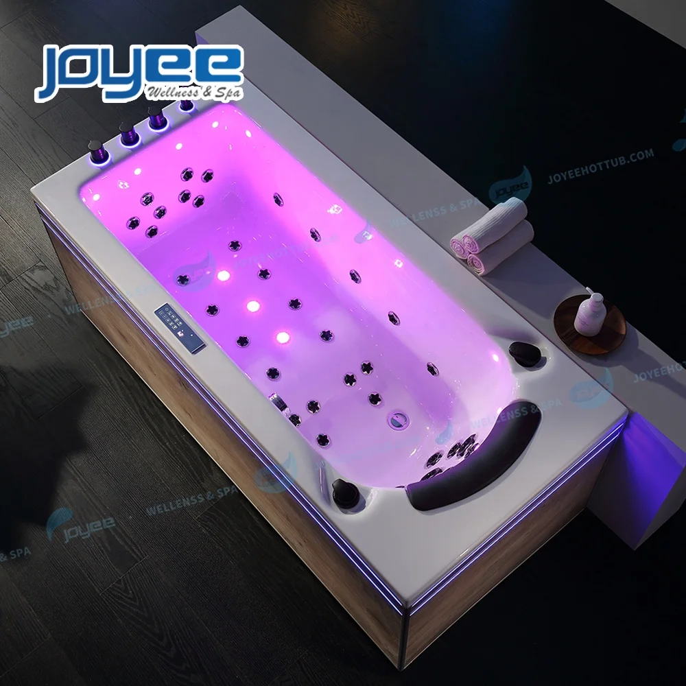 JOYEE 2024 New Design Indoor Bathtub 1 Person SERC Skirt Massage Spa Double Strip Light Bath Tub With Waterfall