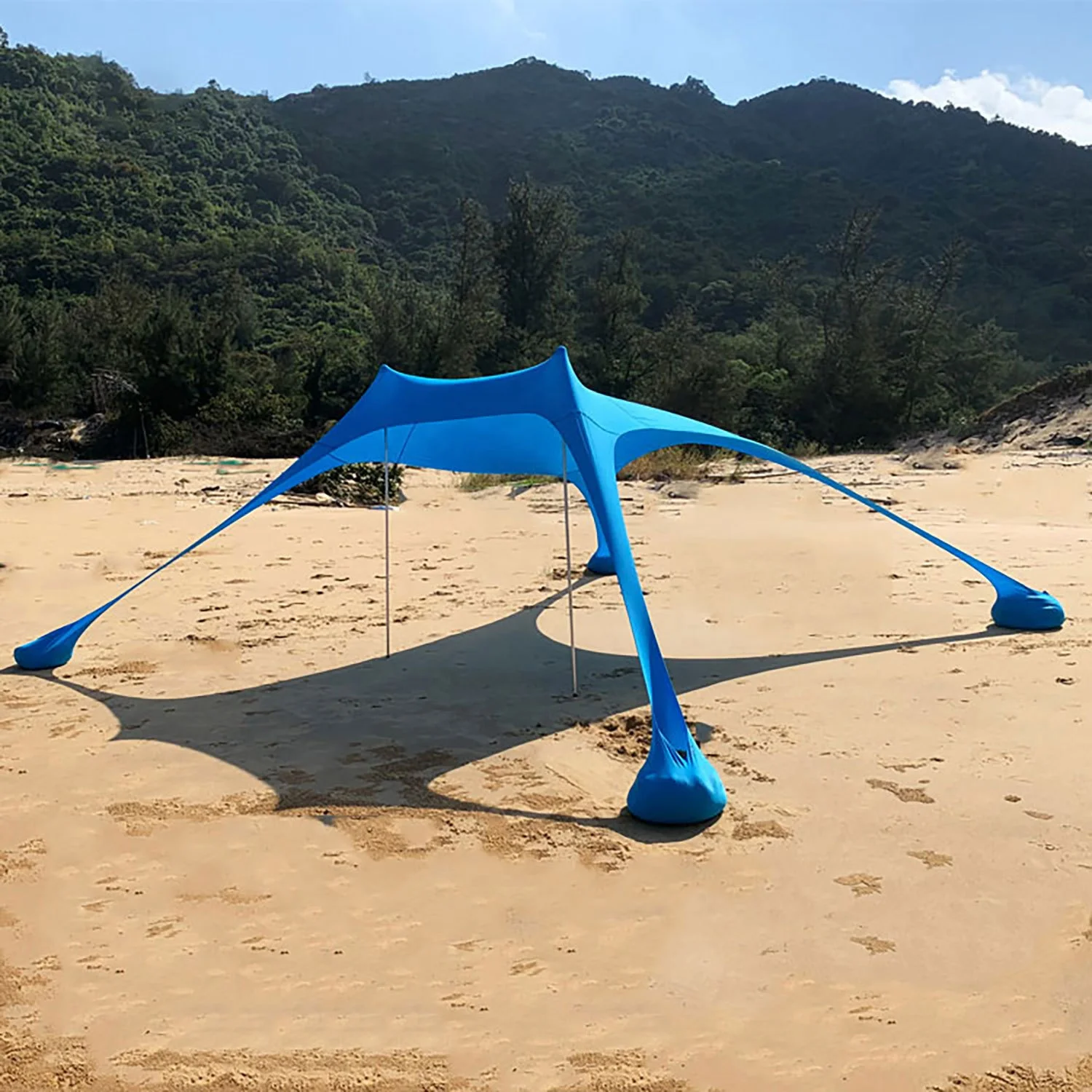 Factory large aluminum pole Wingle outdoor high flexibility seaside pool side garden Waterproof beach sunshade sail canopy