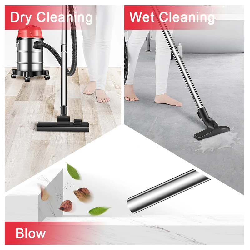 Metal Tube 15L Stainless Steel Tank 1000W 15KPa Deep Cleaning for Unexpected Messes Wet Dry Blow 3 in 1 Vacuum Cleaner